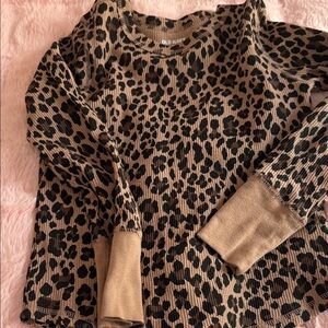 Old Navy Tan and Black Animal Print Top